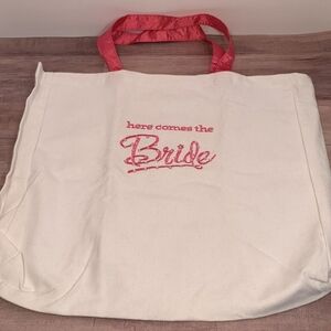 "Here Comes The Bride" - Pink/White Bridal Tote Bag